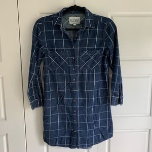 Denim grid Shirt dress